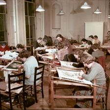 Evening classes in the embroidery training school, Royal School of Needlework, c1955. Creator: Arthur Charles Kirby Ware