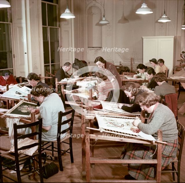 Evening classes in the embroidery training school, Royal School of Needlework, c1955. Creator: Arthur Charles Kirby Ware.