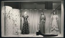 Evening dresses in a shop window, Landskrona, Sweden, 1940. Creator: Unknown
