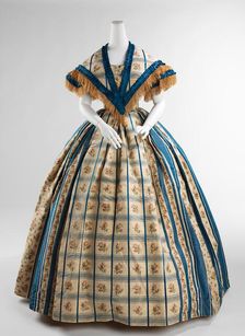 Evening dress, American, 1857-60. Creator: Unknown