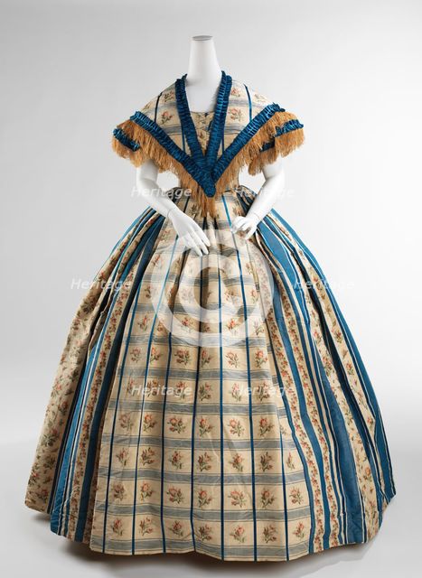 Evening dress, American, 1857-60. Creator: Unknown.