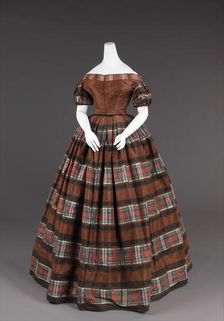 Evening dress, American, 1850-55. Creator: Unknown