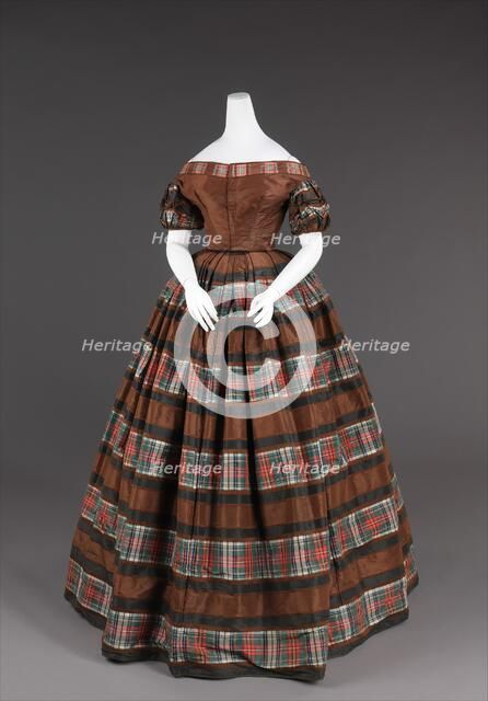 Evening dress, American, 1850-55. Creator: Unknown.