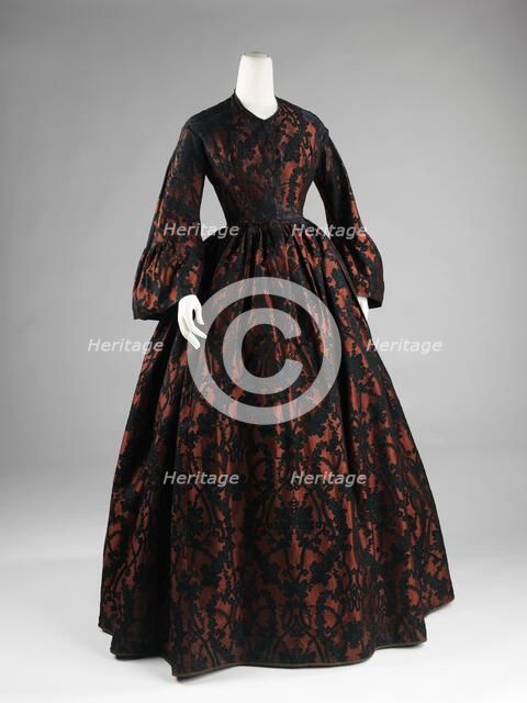 Evening dress, American, 1860-62. Creator: Unknown.