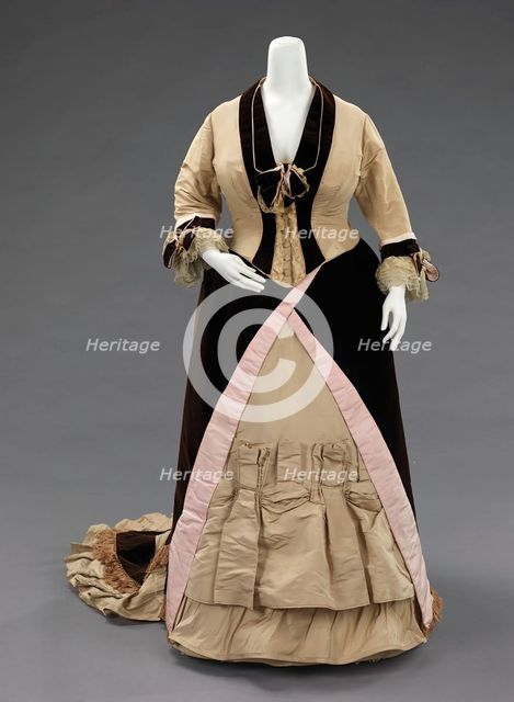 Evening dress, American, ca. 1873. Creator: M.E. Curran & M.E. Clancy.