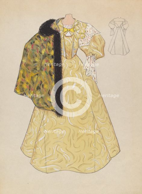 Evening Dress and Cape, c. 1936. Creator: Dorothy Gernon.