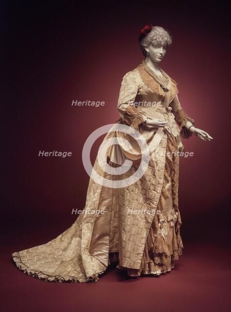 Evening dress, French, ca. 1880. Creators: House of Worth, Charles Frederick Worth.