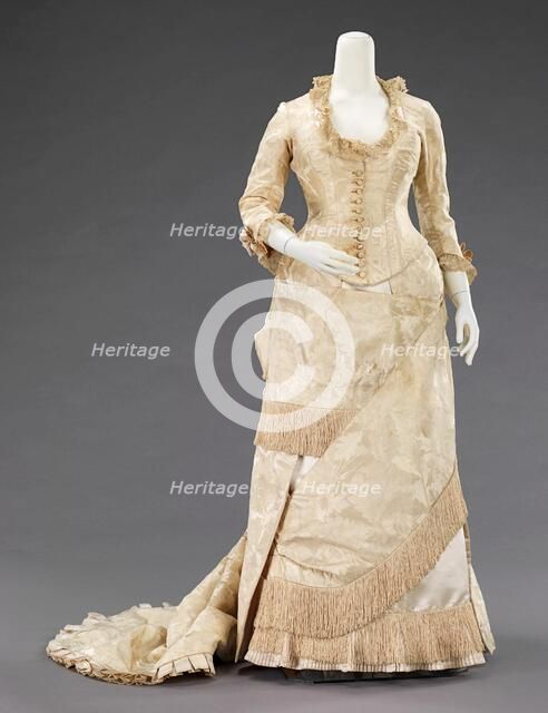 Evening dress, French, ca. 1880. Creators: House of Worth, Charles Frederick Worth.