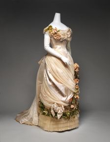 Evening dress, French, ca. 1882. Creators: House of Worth, Charles Frederick Worth