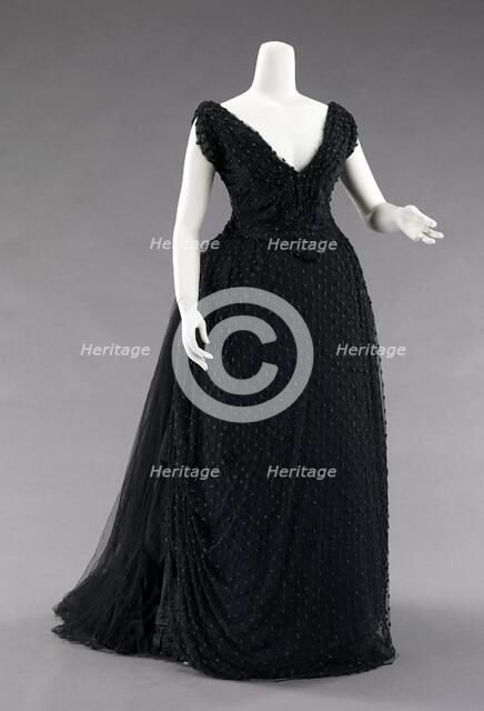 Evening dress, French, ca. 1885. Creator: Hoschede Rebours.