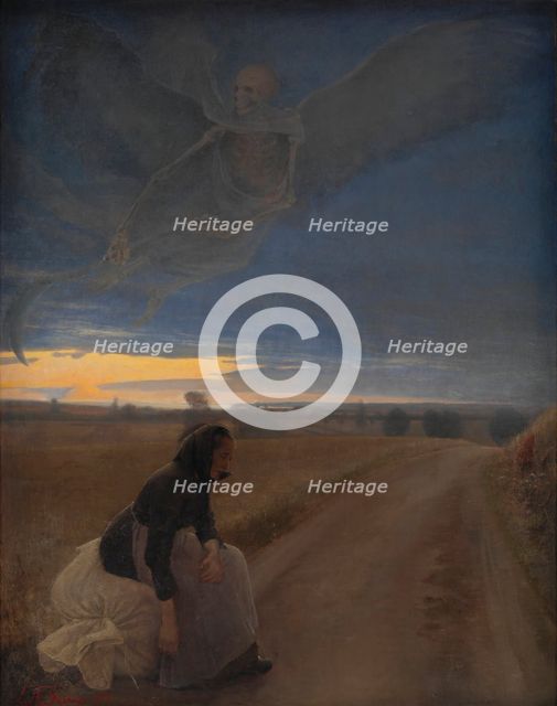 Evening;Evening. Death and the Old Woman, 1887. Creator: Laurits Andersen Ring.