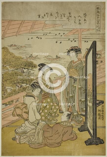 Evening Glow at Matsusaki (Matsusaki no sekisho), c. 1776/81. Creator: Isoda Koryusai.