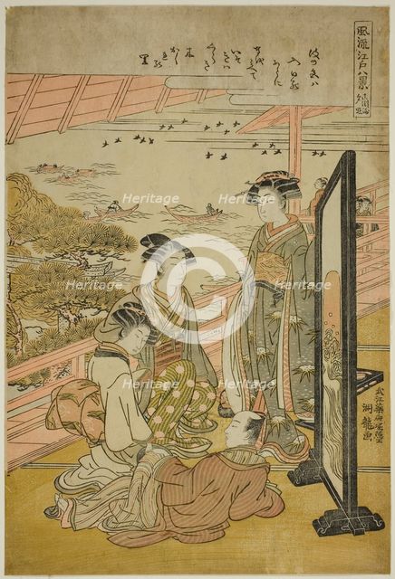 Evening Glow at Matsusaki (Matsusaki no sekisho), c. 1776/81. Creator: Isoda Koryusai.