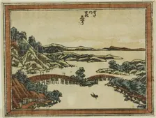 Evening Glow at Seta (Seta no sekisho), from the series Eight Views of Omi in Etching..., 1804/16. Creator: Hokusai