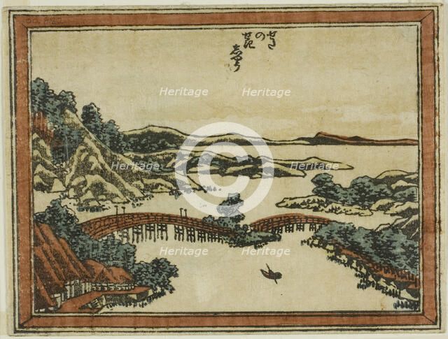 Evening Glow at Seta (Seta no sekisho), from the series Eight Views of Omi in Etching..., 1804/16. Creator: Hokusai.