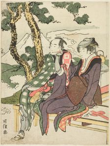 Evening Glow for Date no Yosaku and Seki no Koman, from the untitled series known as..., 1801-04. Creator: Hokusai