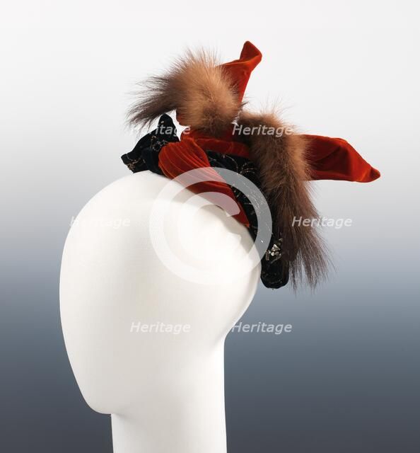 Evening hat, French, 1889. Creator: Berthe.