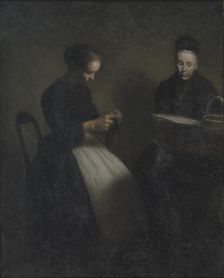 Evening in the Drawing Room. The Artist's Mother and Wife, 1891. Creator: Vilhelm Hammershøi