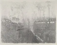 Evening in the Munitions Country, 1916. Creator: Joseph Pennell