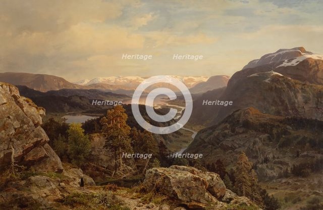 Evening in the Norwegian Mountains, 1869. Creator: Morten Müller.