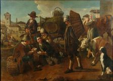 Evening in the Town Square, c1750. Creator: Ceruti, Giacomo Antonio (1698-1767)