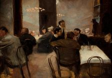 Evening in a Coffeehouse. Creator: Schneider-Didam, Wilhelm (1869-1928)