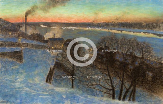 Evening in February, Riddarfjärden, Stockholm, 1892-1893. Creator: Jansson, Eugène (1862-1915).
