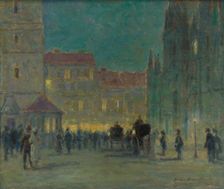 Evening in front of the St. Elisabeth Cathedral, around 1943. Creator: Elemír Halász-Hradil