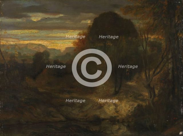 Evening landscape, 1854. Creator: Alexandre Gabriel Descamps.