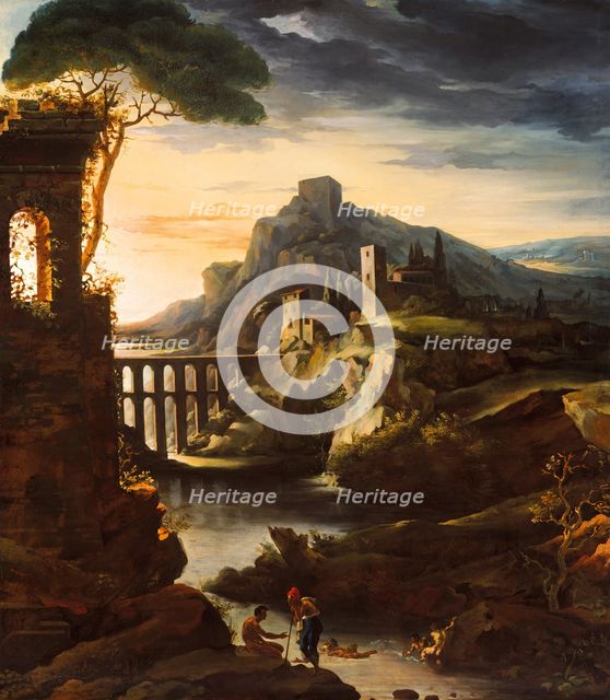 Evening: Landscape with an Aqueduct, 1818. Creator: Theodore Gericault.