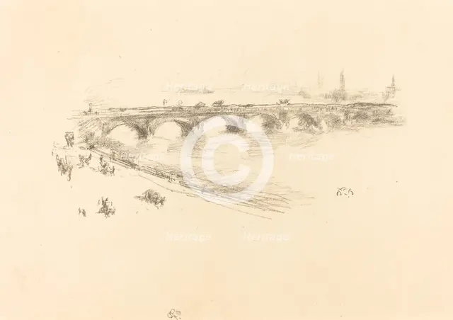 Evening, Little Waterloo Bridge, 1896. Creator: James Abbott McNeill Whistler.