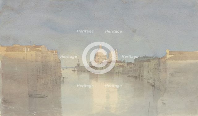 Evening mood on the Grand Canal, with Santa Maria della Salute in the background, 1851. Creator: Carl Theodor Reiffenstein.