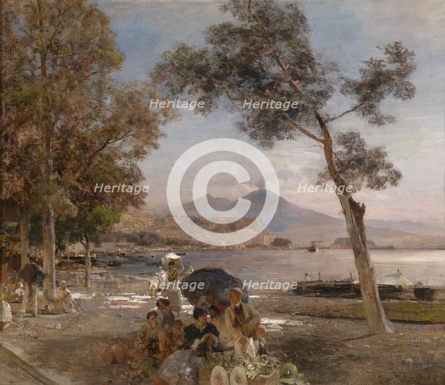 Evening mood at the Bay of Naples, 1888. Artist: Achenbach, Oswald (1827-1905)