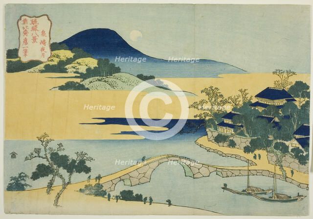 Evening Moon at Izumizaki (Izumizaki yagetsu), from the series "Eight Views of the..., c. 1832. Creator: Hokusai.