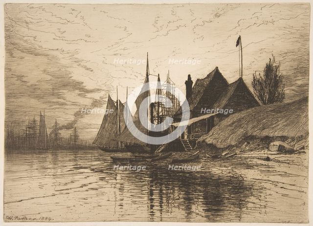 Evening, New York Harbor, 1884. Creator: Henry Farrer.