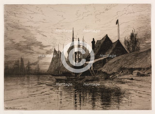 Evening, New York Harbor, 1884. Creator: Henry Farrer (American, 1843-1903).