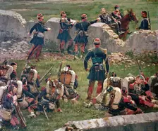 Evening of the battle of Rezonville (Gravelotte). Grenadiers of the Imperial Guard at rest, 16 Augus Artist: Detaille, Édouard (1848-1912)