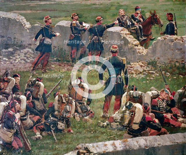 Evening of the battle of Rezonville (Gravelotte). Grenadiers of the Imperial Guard at rest, 16 Augus Artist: Detaille, Édouard (1848-1912)
