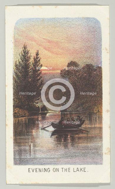 Evening on the Lake, from the series, Views in Central Park, New York, Part 3, 1864. Creator: Louis Prang.