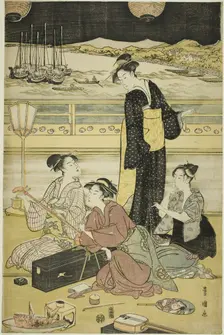 Evening party at Shinagawa, c. 1790. Creator: Utagawa Toyokuni I