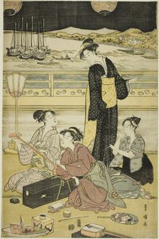 Evening party at Shinagawa, c. 1790. Creator: Utagawa Toyokuni I