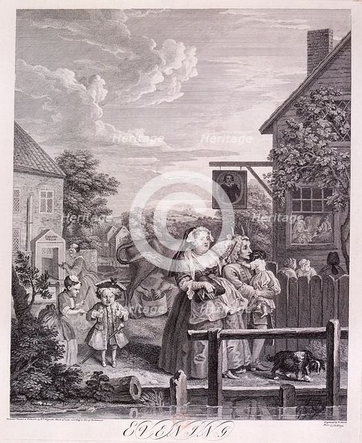 'Evening', plate III from Times of Day, 1738.  Artist: Bernard Baron