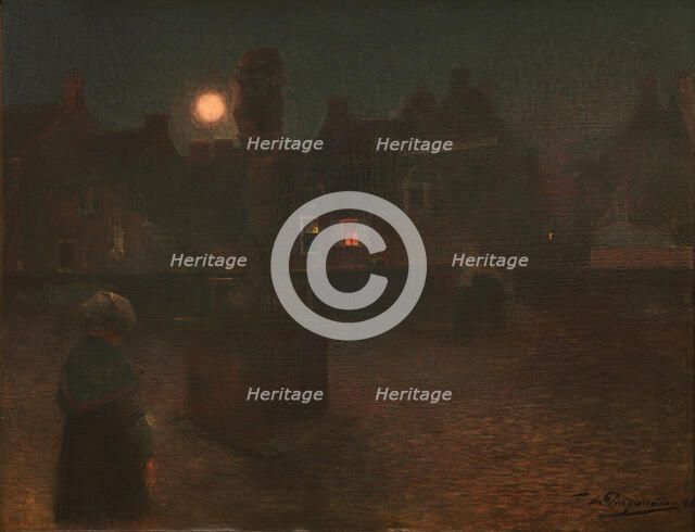 Evening Prayer (Le calvaire de Rochefort-en-Terre), 1896. Creator: Du Puigaudeau, Ferdinand (1864-1930).