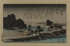 Evening Rain at Azuma Shrine. From the series Eight views in the environs of Edo, 1838. Creator: Hiroshige, Utagawa (1797-1858)