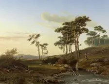 Evening scene with shepherd, c.1855. Creator: Cornelis Lieste