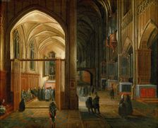 Evening service in a Gothic church