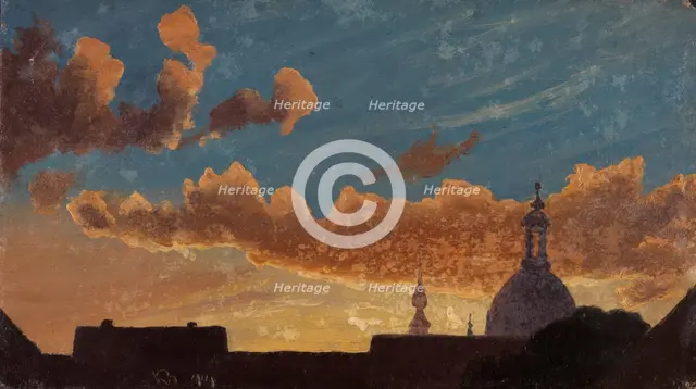 Evening Sky over Dresden, 1844. Creator: Knud Baade.
