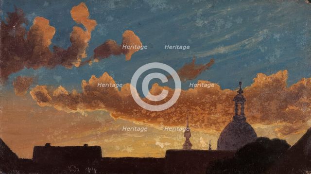 Evening Sky over Dresden, 1844. Creator: Knud Baade.