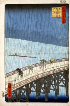 Evening Shower at Atake and the Great Bridge, 1856-1858. Creator: Hiroshige, Utagawa (1797-1858)
