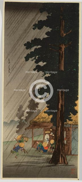 Evening Shower at Takaido (Takaido no yudachi), Early 1930s. Creator: Takahashi (Shotei), Hiroaki (1871-1945).